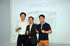 (From left) IT Manager Mr. L.K.Y. Chan, Associate Professor Dr. H.Y.K. Lau and Research Assistant Mr. W.W.L. Tam from the Department of Industrial and Manufacturing Systems Engineering, introducing the virtual system “imseCAVE”.